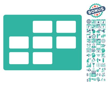 Bonus ile takvim tablo düz vektör simgesi