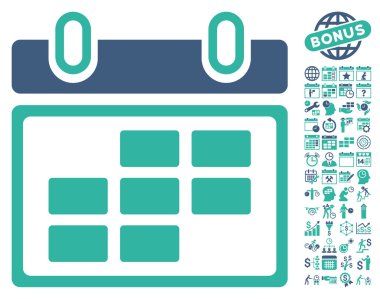 Bonus ile Ay Takvimi Düz Vektör Simgesi