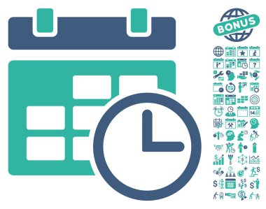 Bonus ile tarih ve saat düz vektör simgesi