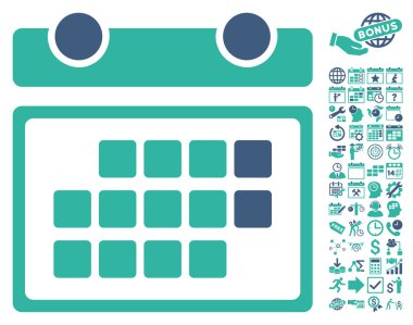 Bonus ile Ay Takvimi Düz Vektör Simgesi