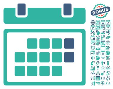 Bonus ile Ay Takvimi Düz Vektör Simgesi