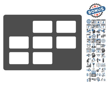 Bonus ile takvim tablo düz vektör simgesi