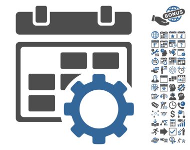 Takvim Ayarları Gear Flat Vector Icon Bonus ile