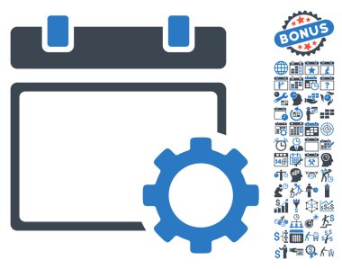 Takvim Sayfa Seçenekleri Bonus ile Dişli Düz Vektör Simgesi