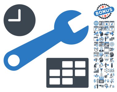 Tarih ve zaman kurulum düz vektör simge Bonus ile