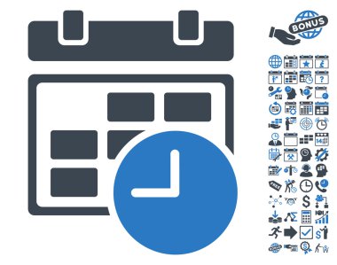 Bonus ile tarih ve saat düz vektör simgesi