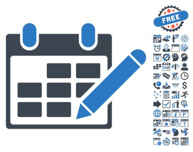Bonus ile Takvim Tablosu Düz Vektör Simgesini Edit