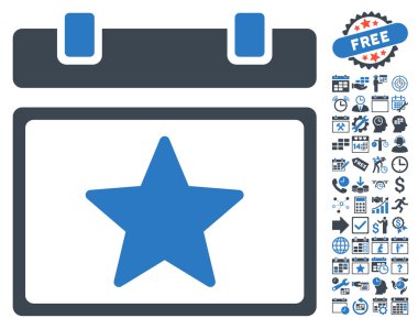 Bonus ile Favoriler Takvim Sayfası Düz Vektör Simgesi