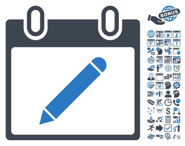 Bonus ile Kalem Takvim Sayfası Düz Vektör Simgesi