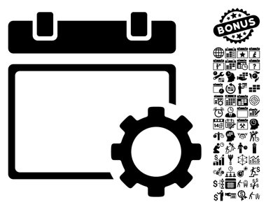 Takvim Sayfa Seçenekleri Bonus ile Dişli Düz Vektör Simgesi