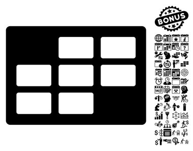 Bonus ile takvim tablo düz vektör simgesi