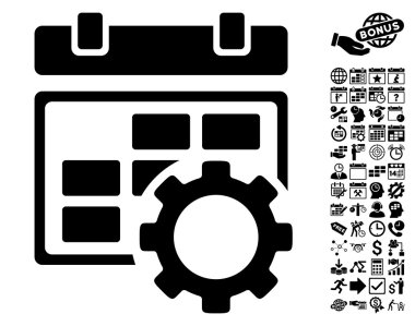 Takvim Ayarları Gear Flat Vector Icon Bonus ile