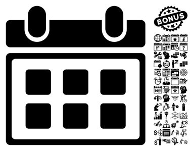 Bonus ile takvim düz vektör simgesi