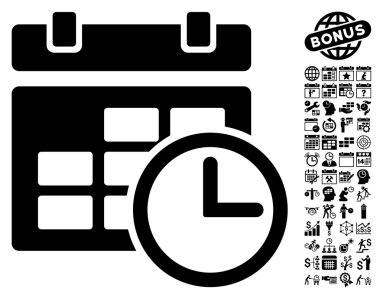 Bonus ile tarih ve saat düz vektör simgesi