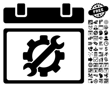 Bonus ile Hizmet Takvimi Sayfası Düz Vektör Simgesi