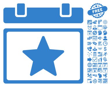 Bonus ile Favoriler Takvim Sayfası Düz Vektör Simgesi