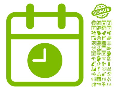 Bonus lu Takvim Sayfası ve Saati Düz Vektör Simgesi