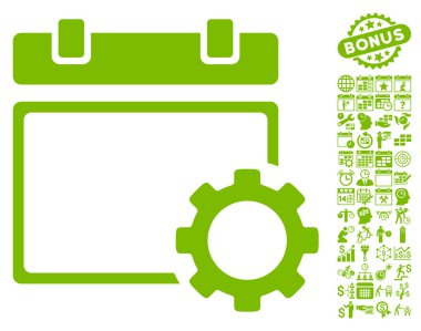 Takvim Sayfa Seçenekleri Bonus ile Dişli Düz Vektör Simgesi