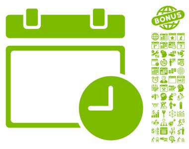 Bonus lu Takvim Sayfası ve Saati Düz Vektör Simgesi