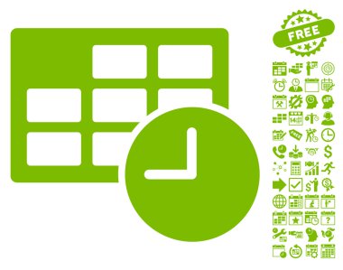 Bonus ile tarih ve saat düz vektör simgesi