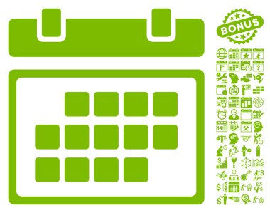 Bonus ile Ay Takvimi Düz Vektör Simgesi