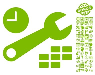 Bonus ile tarih ve saat yapılandırması düz vektör simgesi