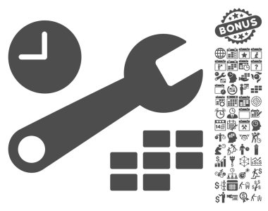 Bonus ile tarih ve saat yapılandırması düz vektör simgesi