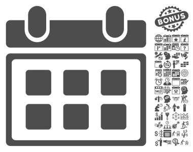 Bonus ile takvim düz vektör simgesi