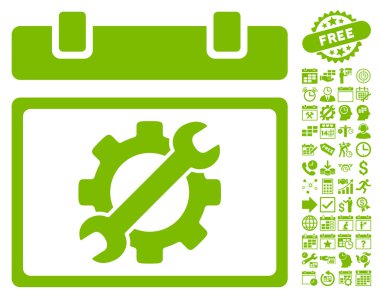 Bonus ile Hizmet Takvimi Sayfası Düz Vektör Simgesi