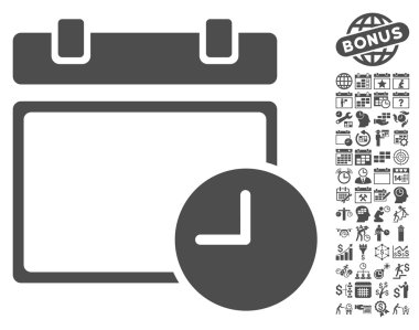 Bonus lu Takvim Sayfası ve Saati Düz Vektör Simgesi