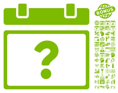 Bonus ile bilinmeyen takvim sayfa düz vektör simgesi