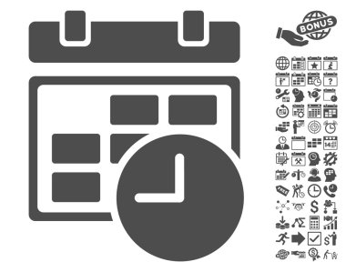 Bonus ile tarih ve saat düz vektör simgesi