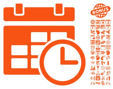 Bonus ile tarih ve saat düz vektör simgesi