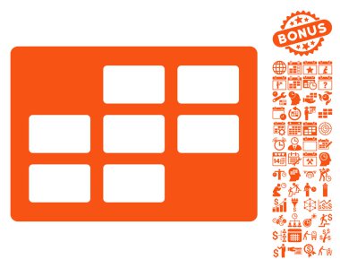 Bonus ile takvim tablo düz vektör simgesi