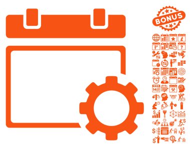 Takvim Sayfa Seçenekleri Bonus ile Dişli Düz Vektör Simgesi