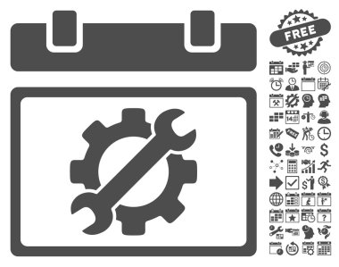 Bonus ile Hizmet Takvimi Sayfası Düz Vektör Simgesi
