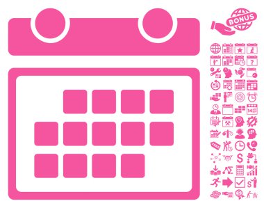 Bonus ile Ay Takvimi Düz Vektör Simgesi