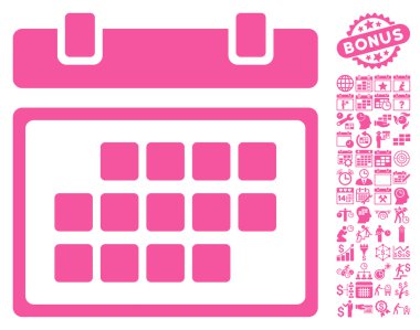 Bonus ile Ay Takvimi Düz Vektör Simgesi