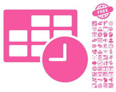 Bonus ile tarih ve saat düz vektör simgesi