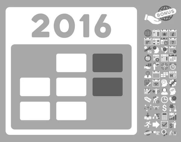 2016 Month Calendar Flat Vector Icon With Bonus — Stock Vector