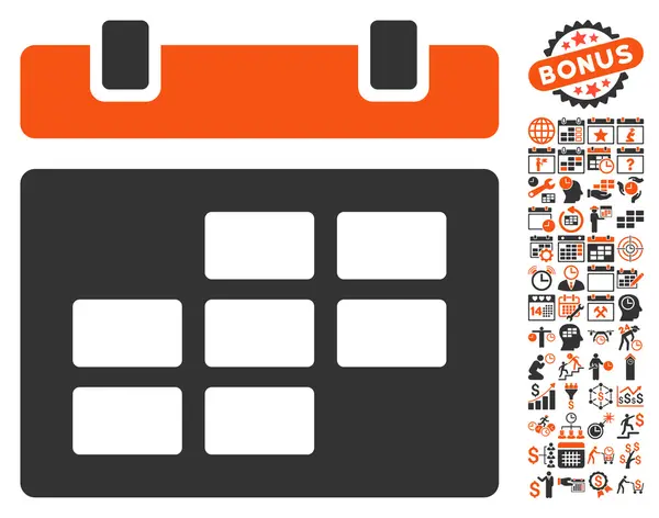 Calendar Flat Vector Icon with Bonus — Stock Vector