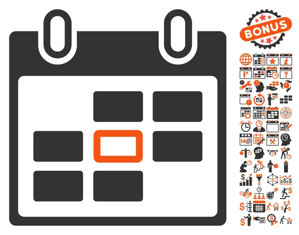 Selected Calendar Day Flat Vector Icon with Bonus — Stock Vector