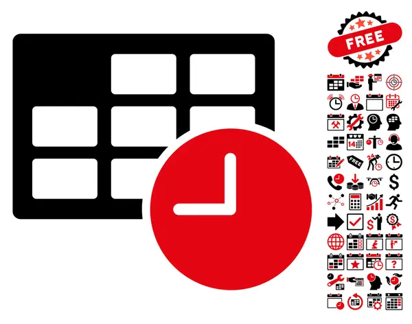 Date et heure Icône vectorielle plate avec bonus — Image vectorielle