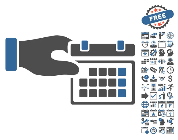 Propriétés du calendrier Icône vectorielle plate à la main avec bonus — Image vectorielle