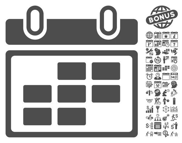 Month Calendar Flat Vector Icon with Bonus — Stock Vector