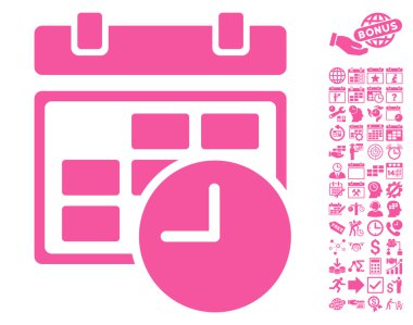 Bonus ile tarih ve saat düz vektör simgesi