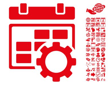 Takvim Ayarları Gear Flat Vector Icon Bonus ile