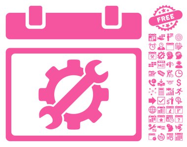 Bonus ile Hizmet Takvimi Sayfası Düz Vektör Simgesi