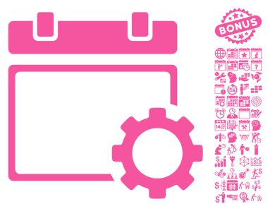 Takvim Sayfa Seçenekleri Bonus ile Dişli Düz Vektör Simgesi