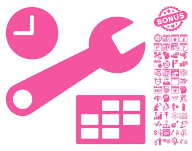 Tarih ve zaman kurulum düz vektör simge Bonus ile